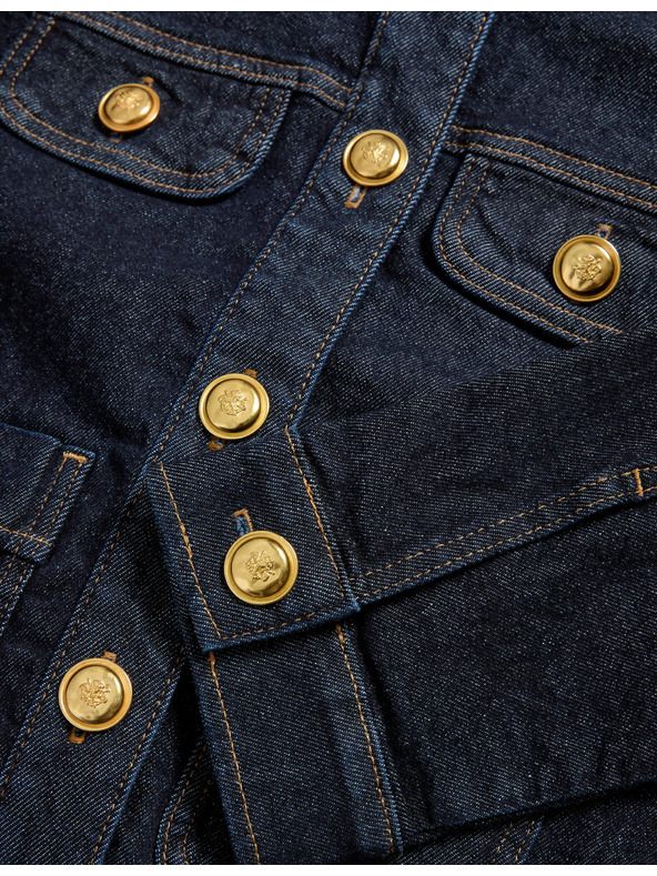 Marks & Spencer Zapínacia džínsová bunda bez goliera Marks & Spencer námorná modrá