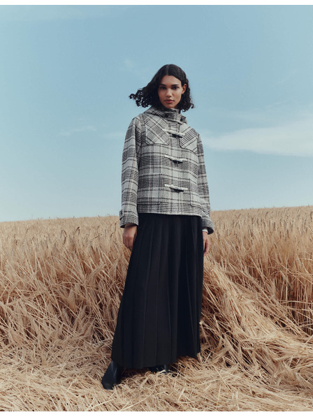 Marks & Spencer Kockovaný kabát s kapucňou a vlnou Marks & Spencer béžová