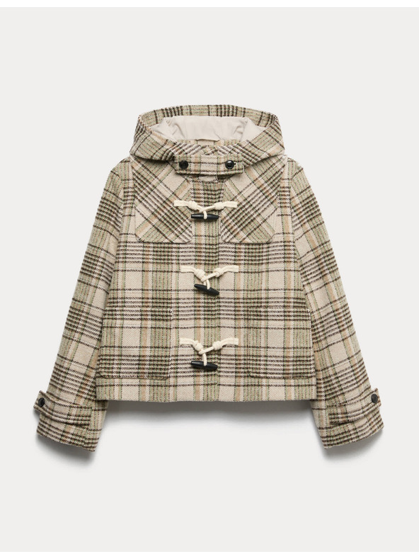 Marks & Spencer Kockovaný kabát s kapucňou a vlnou Marks & Spencer béžová