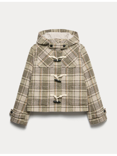 Marks & Spencer Kockovaný kabát s kapucňou a vlnou Marks & Spencer béžová