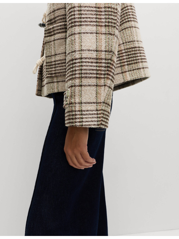 Marks & Spencer Kockovaný kabát s kapucňou a vlnou Marks & Spencer béžová