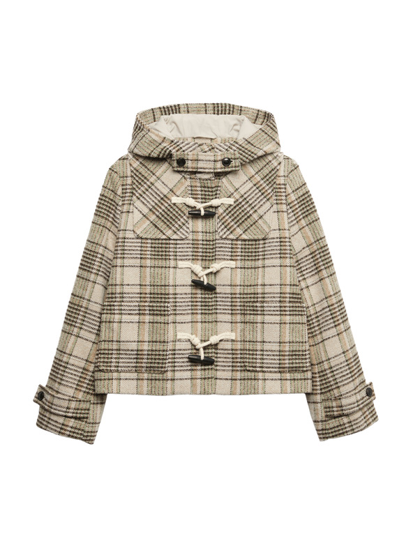 Marks & Spencer Kockovaný kabát s kapucňou a vlnou Marks & Spencer béžová