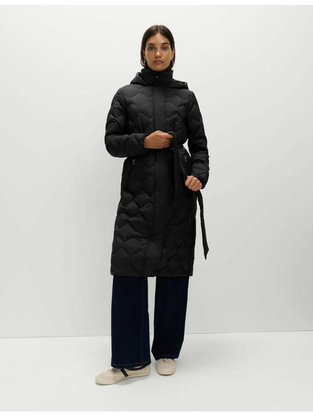 Marks & Spencer Prešívaný kabát s perím a páperím, so cik-cak vzorom Marks & Spencer čierna