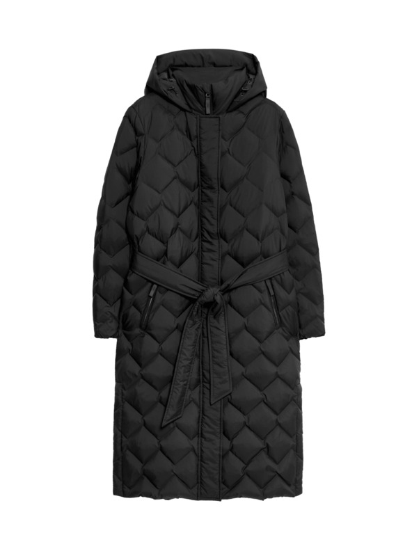 Marks & Spencer Prešívaný kabát s perím a páperím, so cik-cak vzorom Marks & Spencer čierna