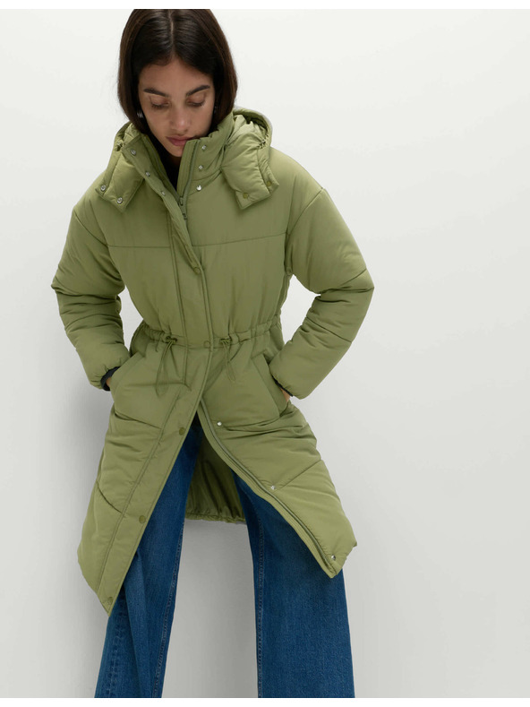 Marks & Spencer Dlhý prešívaný kabát s kapucňou s technológiou Thermowarmth™ Marks & Spencer zelená