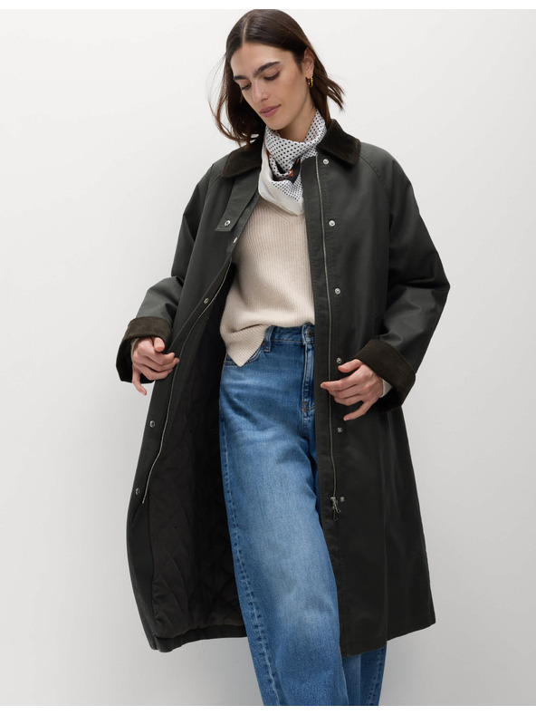 Marks & Spencer Praktický podlhovastý kabát s golierom a vysokým podielom bavlny Marks & Spencer sivá