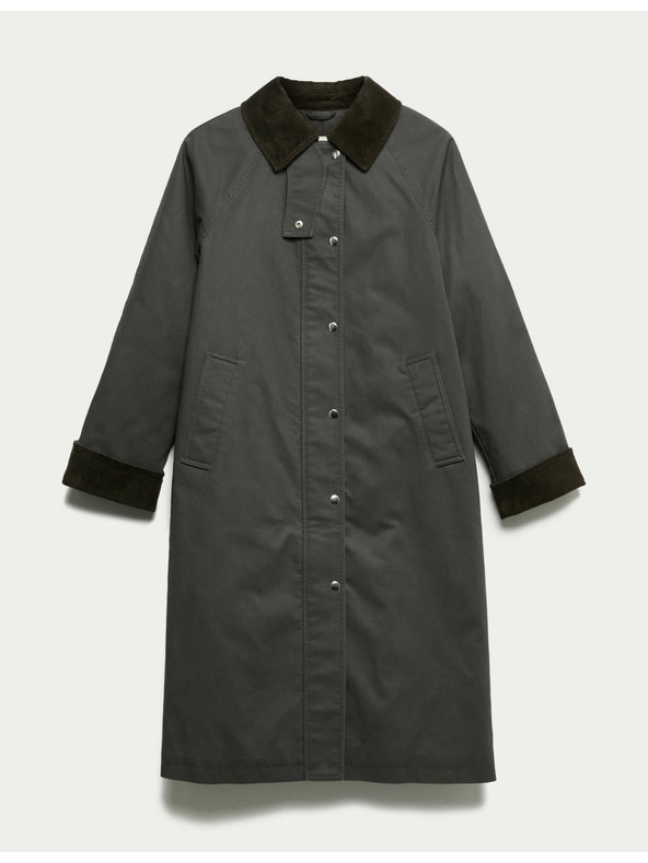 Marks & Spencer Praktický podlhovastý kabát s golierom a vysokým podielom bavlny Marks & Spencer sivá