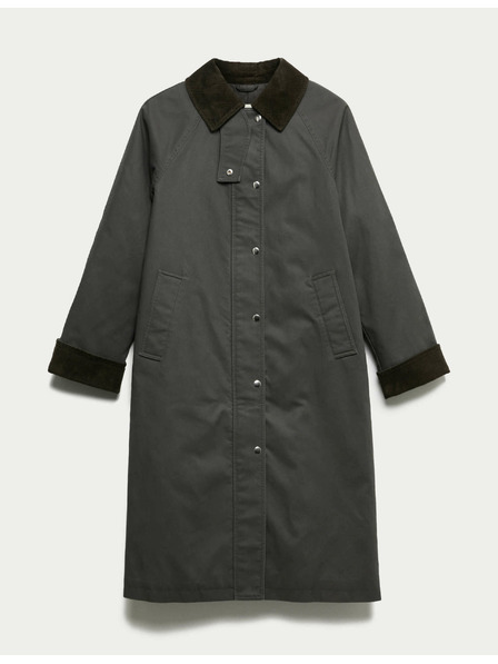 Marks & Spencer Praktický podlhovastý kabát s golierom a vysokým podielom bavlny Marks & Spencer sivá