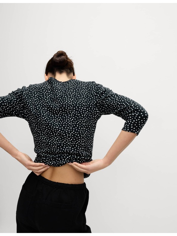 Marks & Spencer Top z čistej bavlny s lodičkovým výstrihom a potlačou, priliehavý strih Marks & Spencer čierna