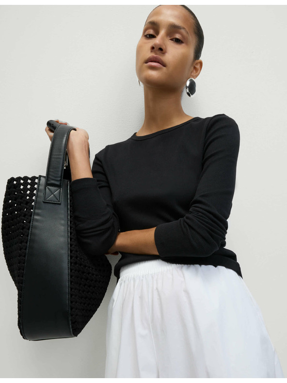 Marks & Spencer Žebrovaný top s vysokým podielom bavlny Marks & Spencer čierna