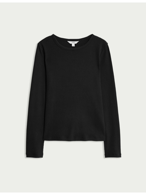 Marks & Spencer Žebrovaný top s vysokým podielom bavlny Marks & Spencer čierna