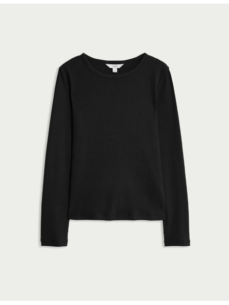 Marks & Spencer Žebrovaný top s vysokým podielom bavlny Marks & Spencer čierna