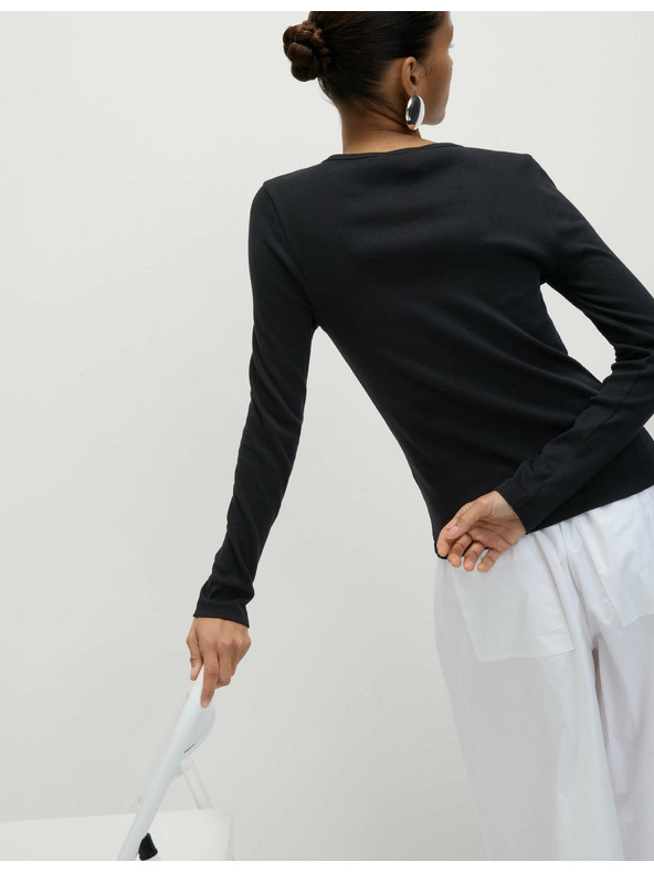 Marks & Spencer Žebrovaný top s vysokým podielom bavlny Marks & Spencer čierna