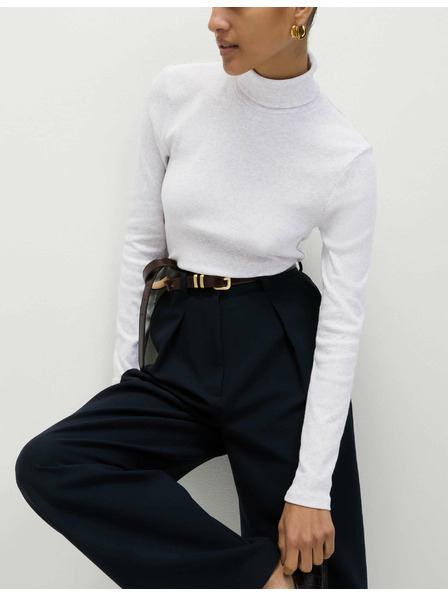 Marks & Spencer Žebrovaný top s vysokým golierom a vysokým podielom bavlny Marks & Spencer smotanová