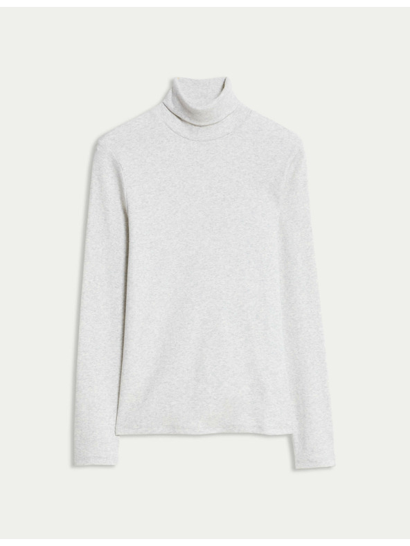 Marks & Spencer Žebrovaný top s vysokým golierom a vysokým podielom bavlny Marks & Spencer smotanová