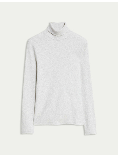 Marks & Spencer Žebrovaný top s vysokým golierom a vysokým podielom bavlny Marks & Spencer smotanová