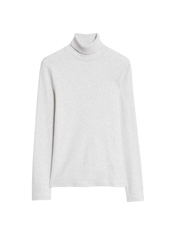 Marks & Spencer Žebrovaný top s vysokým golierom a vysokým podielom bavlny Marks & Spencer smotanová