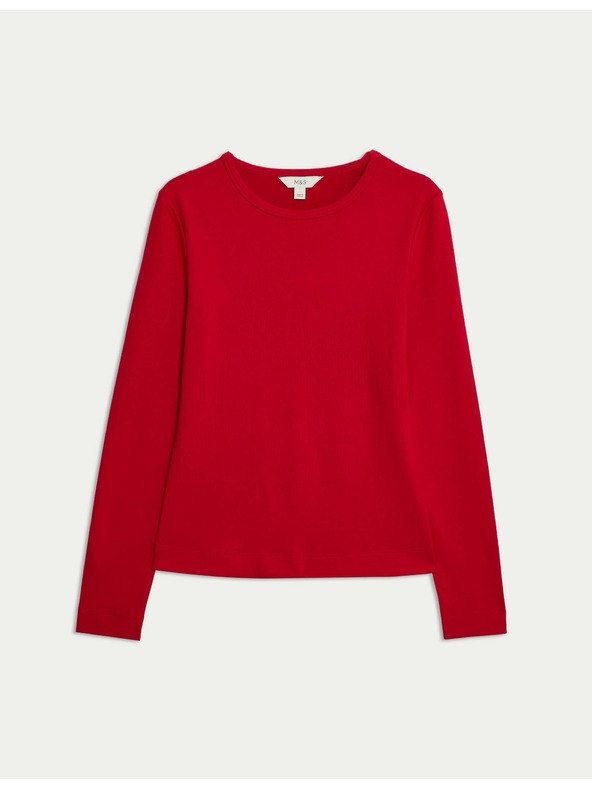 Marks & Spencer Top s dlhými rukávmi tesného strihu Marks & Spencer červená