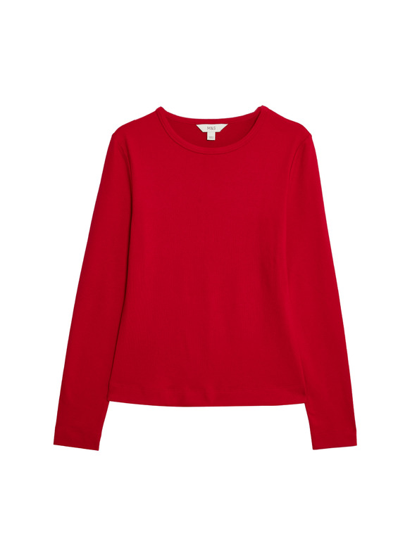 Marks & Spencer Top s dlhými rukávmi tesného strihu Marks & Spencer červená