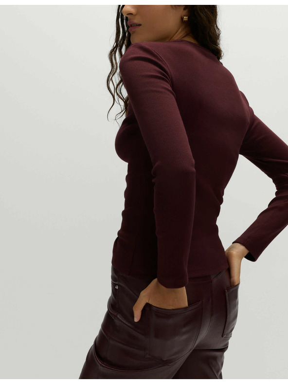 Marks & Spencer Žebrovaný top s vysokým podielom bavlny Marks & Spencer červená