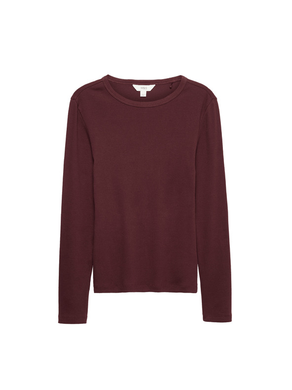 Marks & Spencer Žebrovaný top s vysokým podielom bavlny Marks & Spencer červená