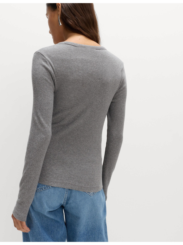 Marks & Spencer Žebrovaný top s výstrihom do V s vysokým obsahom bavlny Marks & Spencer sivá