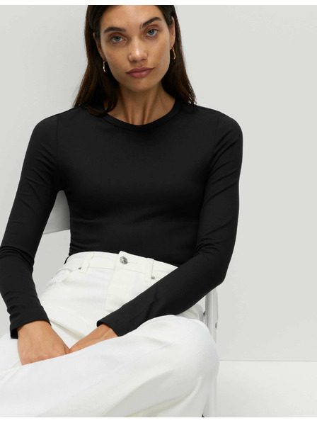 Marks & Spencer Top s dlhými rukávmi tesného strihu Marks & Spencer čierna
