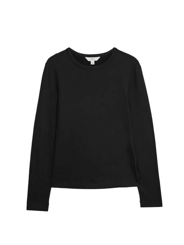 Marks & Spencer Top s dlhými rukávmi tesného strihu Marks & Spencer čierna