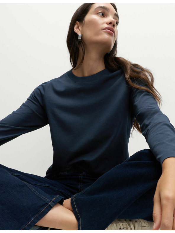 Marks & Spencer Top z čistej bavlny pre každodenné nosenie Marks & Spencer námorná modrá