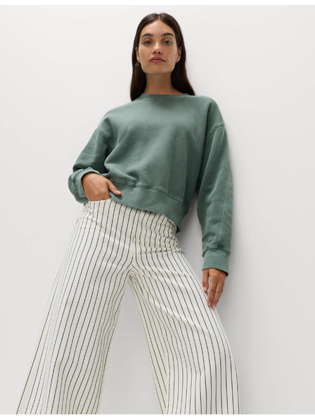 Marks & Spencer Skrátená farbená mikina z čistej bavlny Marks & Spencer zelená