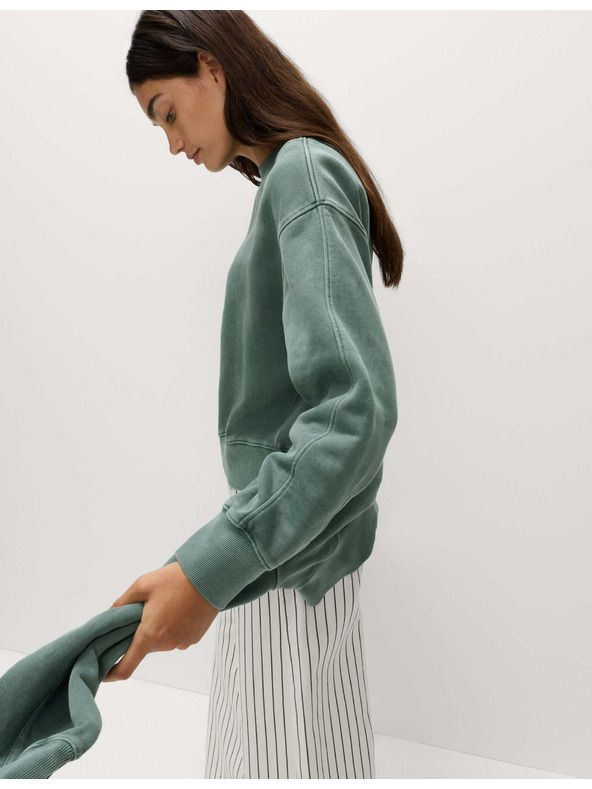 Marks & Spencer Skrátená farbená mikina z čistej bavlny Marks & Spencer zelená