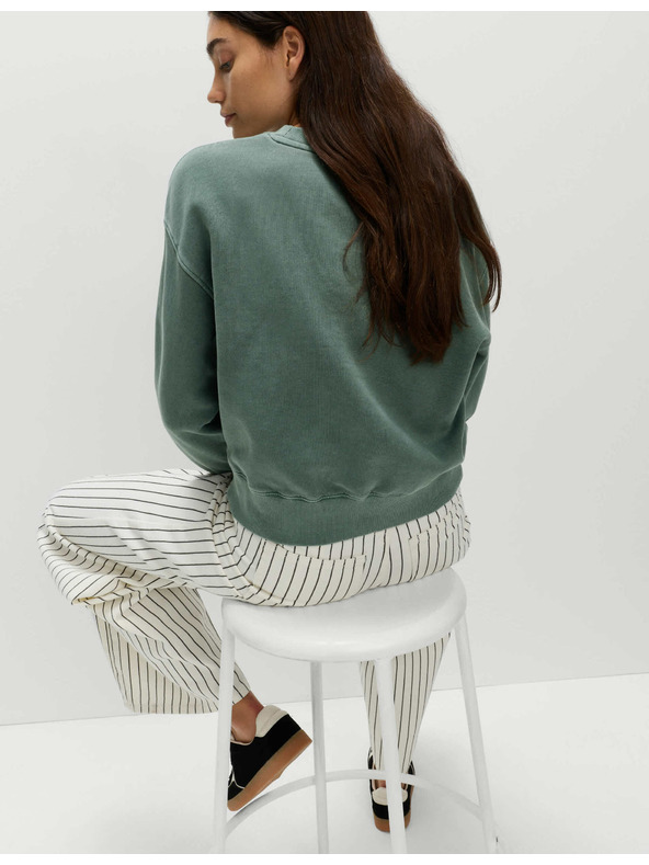 Marks & Spencer Skrátená farbená mikina z čistej bavlny Marks & Spencer zelená