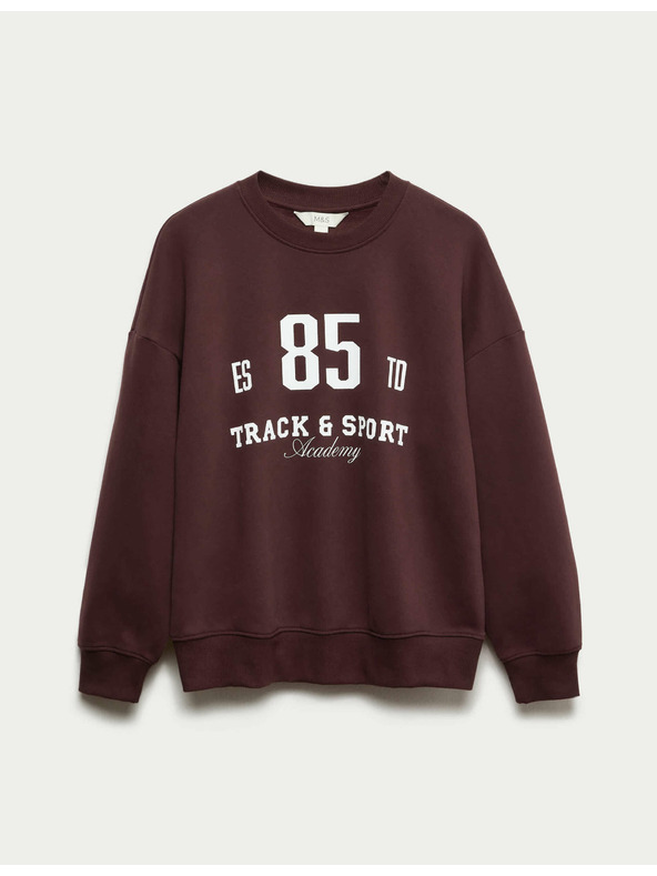 Marks & Spencer Mikina s vysokým podielom bavlny, s výstrihom ku krku a nápisom Marks & Spencer červená