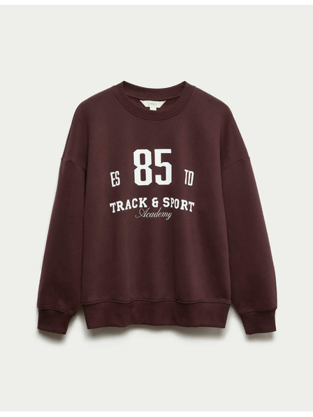 Marks & Spencer Mikina s vysokým podielom bavlny, s výstrihom ku krku a nápisom Marks & Spencer červená