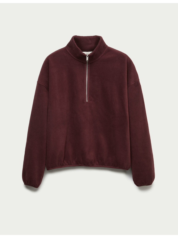 Marks & Spencer Fleecová mikina so zipsom pri krku Marks & Spencer červená