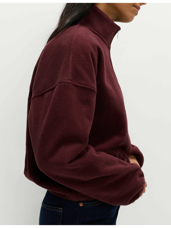 Marks & Spencer Fleecová mikina so zipsom pri krku Marks & Spencer červená