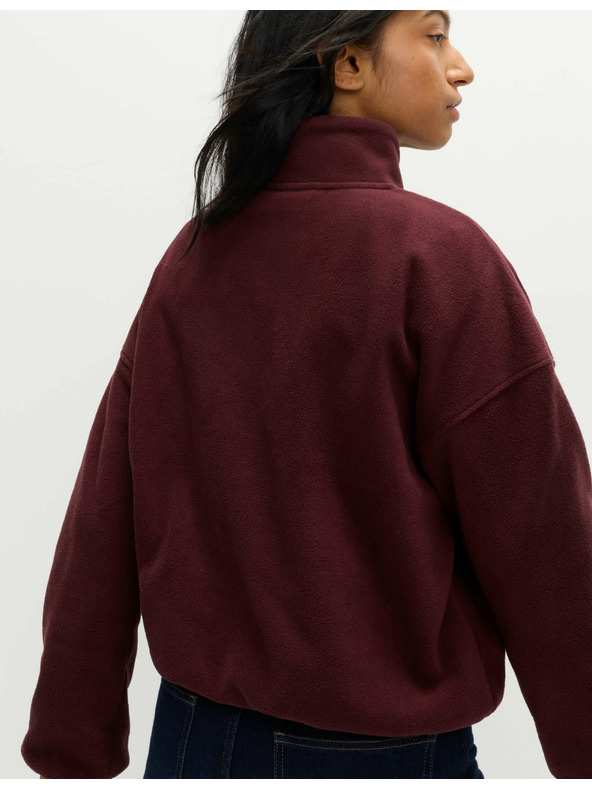 Marks & Spencer Fleecová mikina so zipsom pri krku Marks & Spencer červená