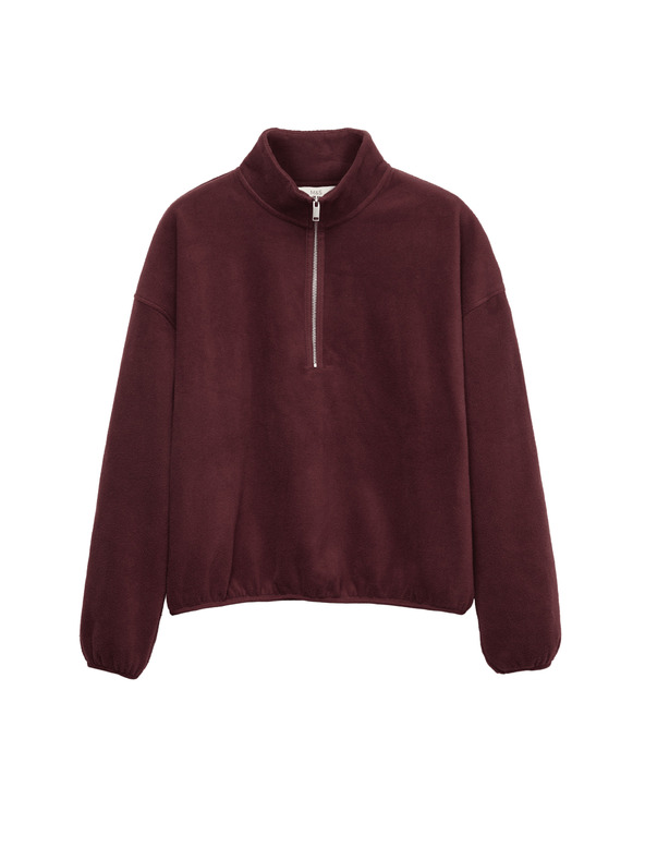 Marks & Spencer Fleecová mikina so zipsom pri krku Marks & Spencer červená