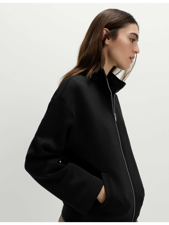 Marks & Spencer Neoprénová mikina na zips, so stojačkou Marks & Spencer čierna