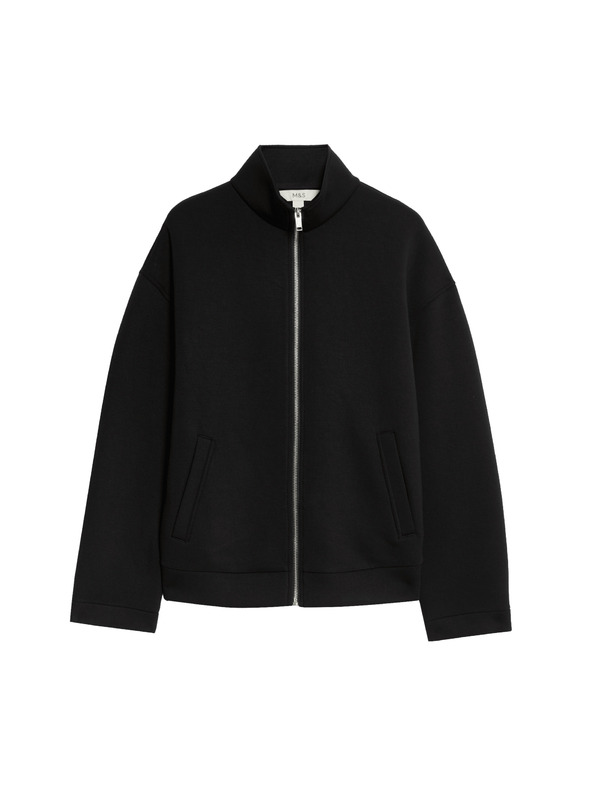 Marks & Spencer Neoprénová mikina na zips, so stojačkou Marks & Spencer čierna