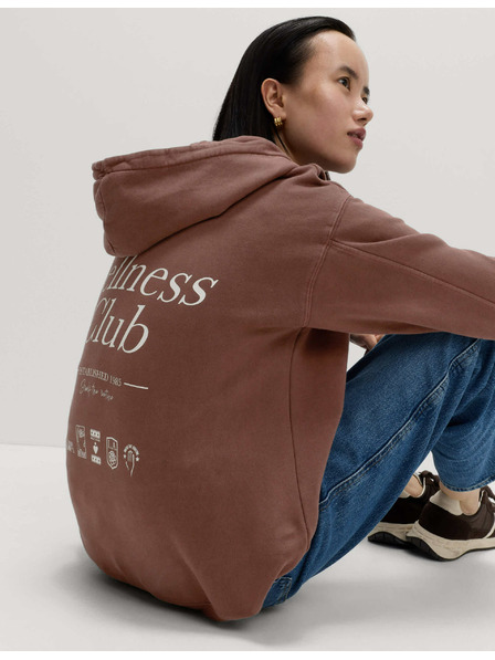 Marks & Spencer Mikina s kapucňou a potlačou, z čistej bavlny Marks & Spencer hnedá