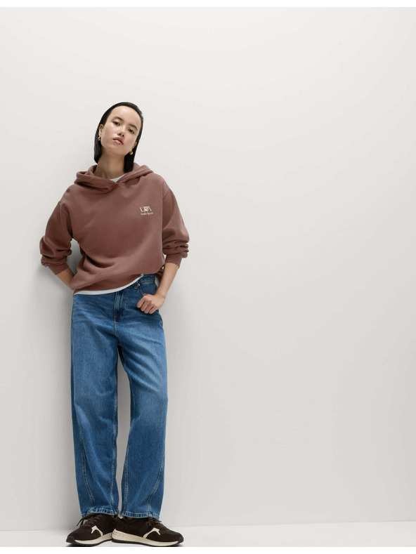 Marks & Spencer Mikina s kapucňou a potlačou, z čistej bavlny Marks & Spencer hnedá