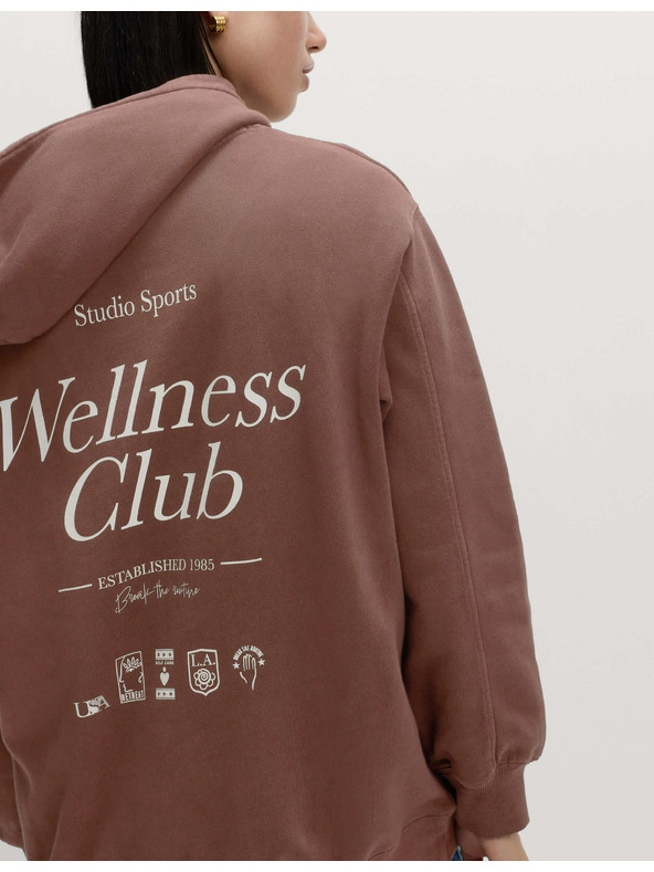 Marks & Spencer Mikina s kapucňou a potlačou, z čistej bavlny Marks & Spencer hnedá