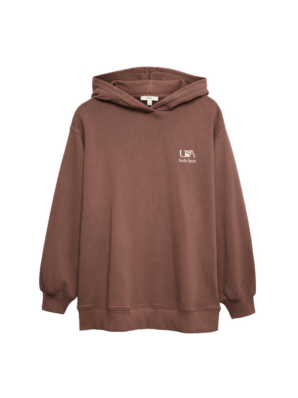 Marks & Spencer Mikina s kapucňou a potlačou, z čistej bavlny Marks & Spencer hnedá