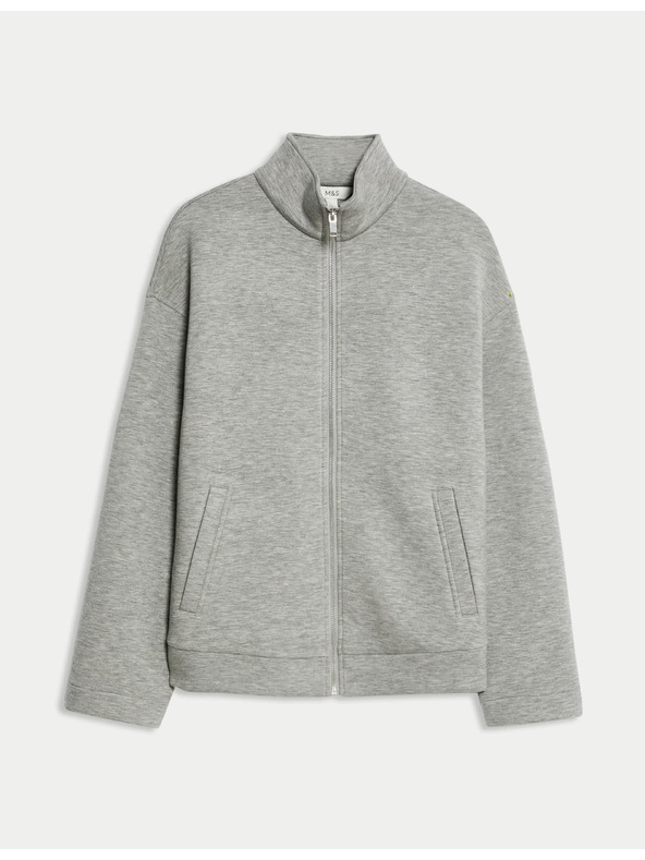 Marks & Spencer Neoprénová mikina na zips, so stojačkou Marks & Spencer šedá