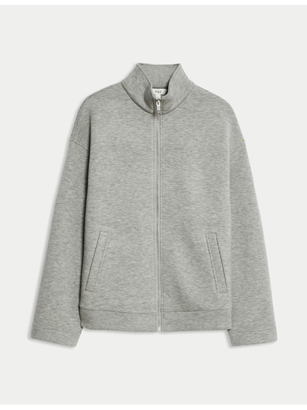 Marks & Spencer Neoprénová mikina na zips, so stojačkou Marks & Spencer šedá