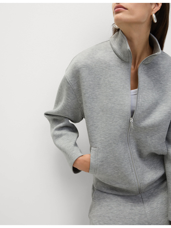 Marks & Spencer Neoprénová mikina na zips, so stojačkou Marks & Spencer šedá