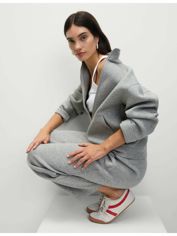 Marks & Spencer Neoprénová mikina na zips, so stojačkou Marks & Spencer šedá