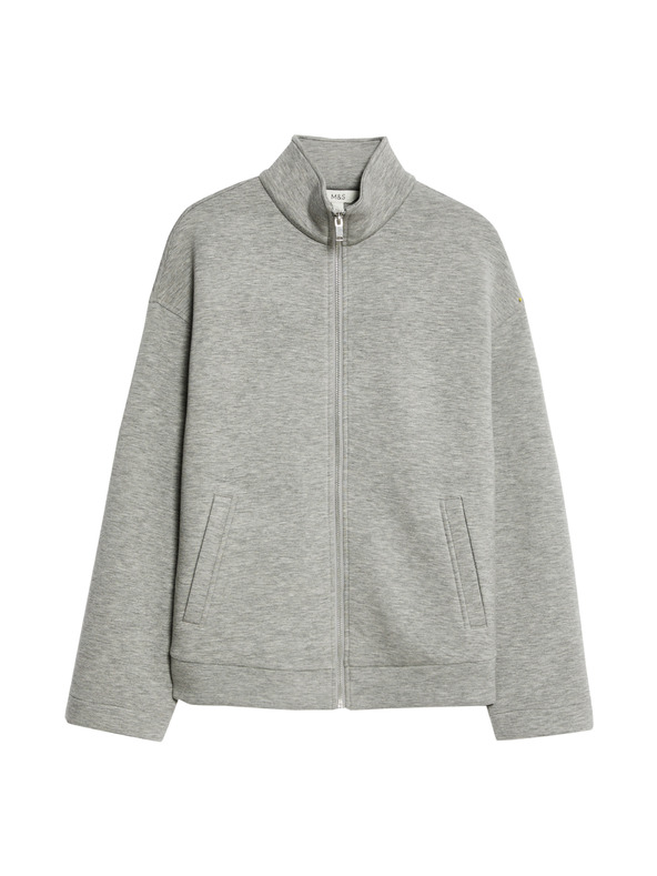 Marks & Spencer Neoprénová mikina na zips, so stojačkou Marks & Spencer šedá