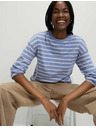 Marks & Spencer Pruhované tričko ku krku z čistej bavlny Marks & Spencer modrá